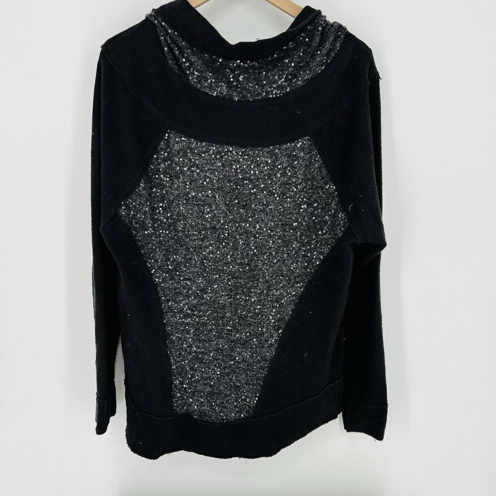 Free People Women's Swash Sequin Hooded Sweatshirt Size S Terry Fabric Hoodie